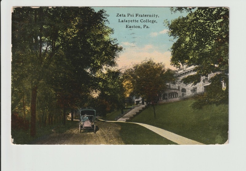 Easton Pennsylvania Zeta Psi Fraternity at Lafayette College 1911 PA view POSTED