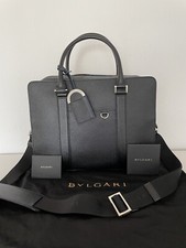 Bulgari Portadocumenti Porta Laptop Nero Pelle di Vitello Saffiano Ottime Condizioni