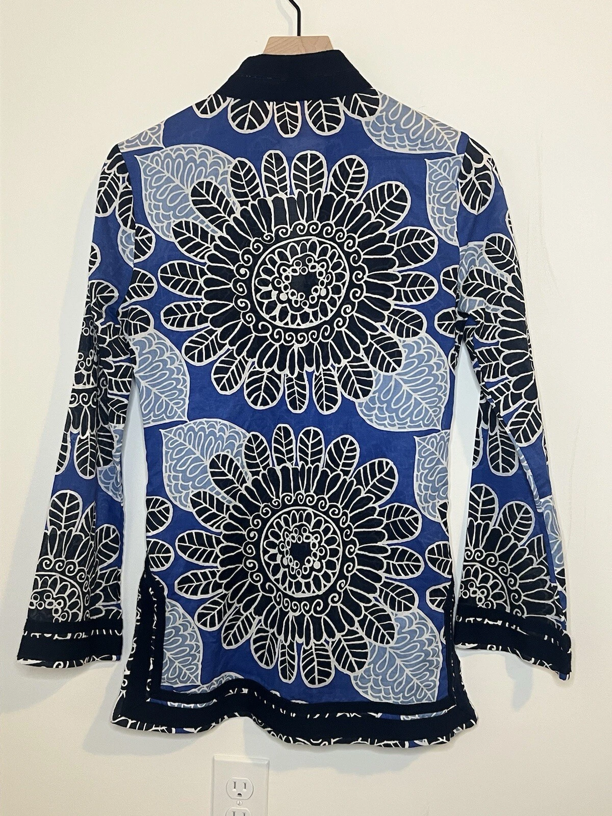 Top tunica Tory Burch blu stampa Tory donna taglia 2 100% cotone vacanze