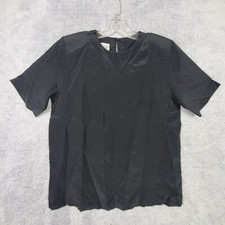 Vtg Christie Jill Set of 3 Silk Tops Small Black Blouse Flowy Crew Short Sleeves