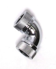 THERMALTAKE Pacific PETG Tube 90-Degree Dual Compression 16mm OD Chrome NEW