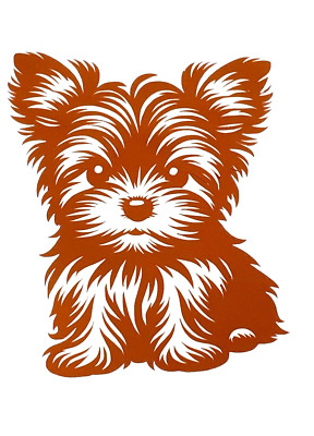 New Yorkie Dog Pet Decal Sticker Brown Permanent Vinyl Handmade Window Decal 4 