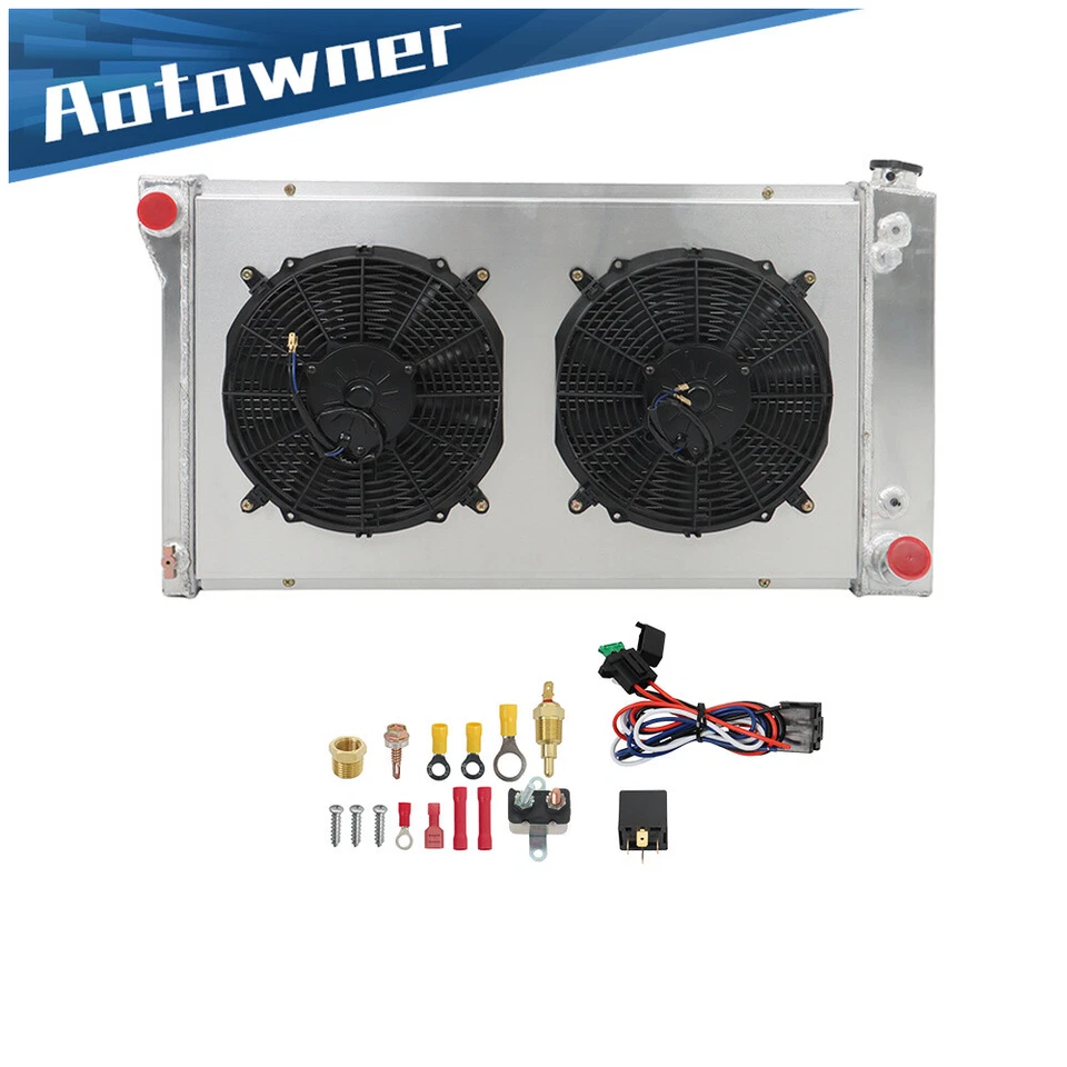 369 4Row Radiator+Shroud Fan For 67-72 Chevy CK C10 C20 C30 K10 K20 GMC K2500 - Image 2 of 4