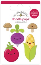 Doodlebug Stickers Doodle-pop 3D Veggie Garden Vegetables Onion Corn Mushrooms
