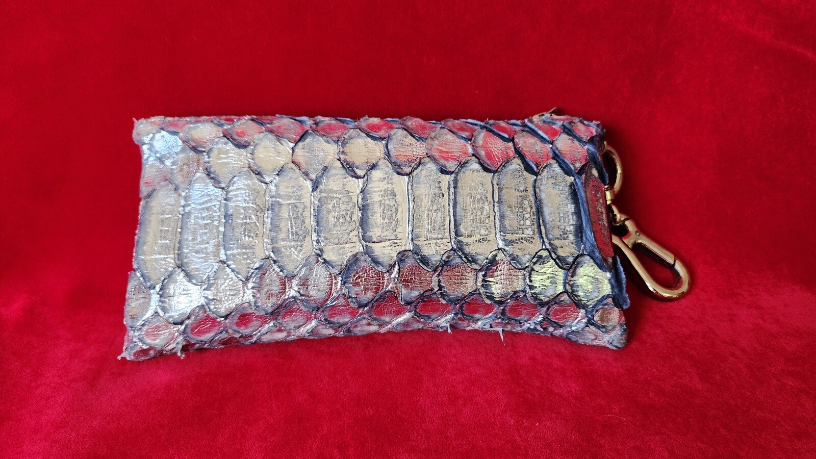 Rashedah Python Silver Blue Clutch - image 4