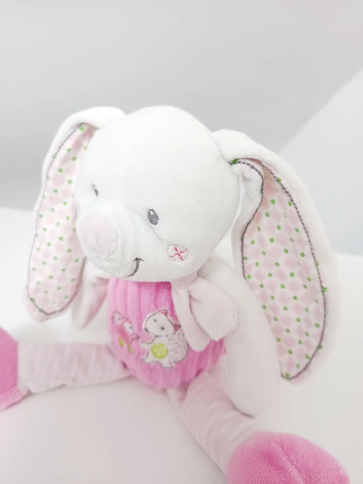 Peluche/Doudou Lapin Blanc Rose Chouette Écureuil 29cm - Mots D'enfants Leclerc - Photo 2/4