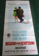 "HOT MILLIONS" Peter Ustinov, Maggie Smith 1968  ITALIAN LOCANDINA 13x28" Great