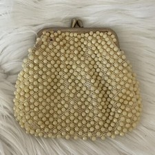 Vintage Ivory Beaded Coin Purse