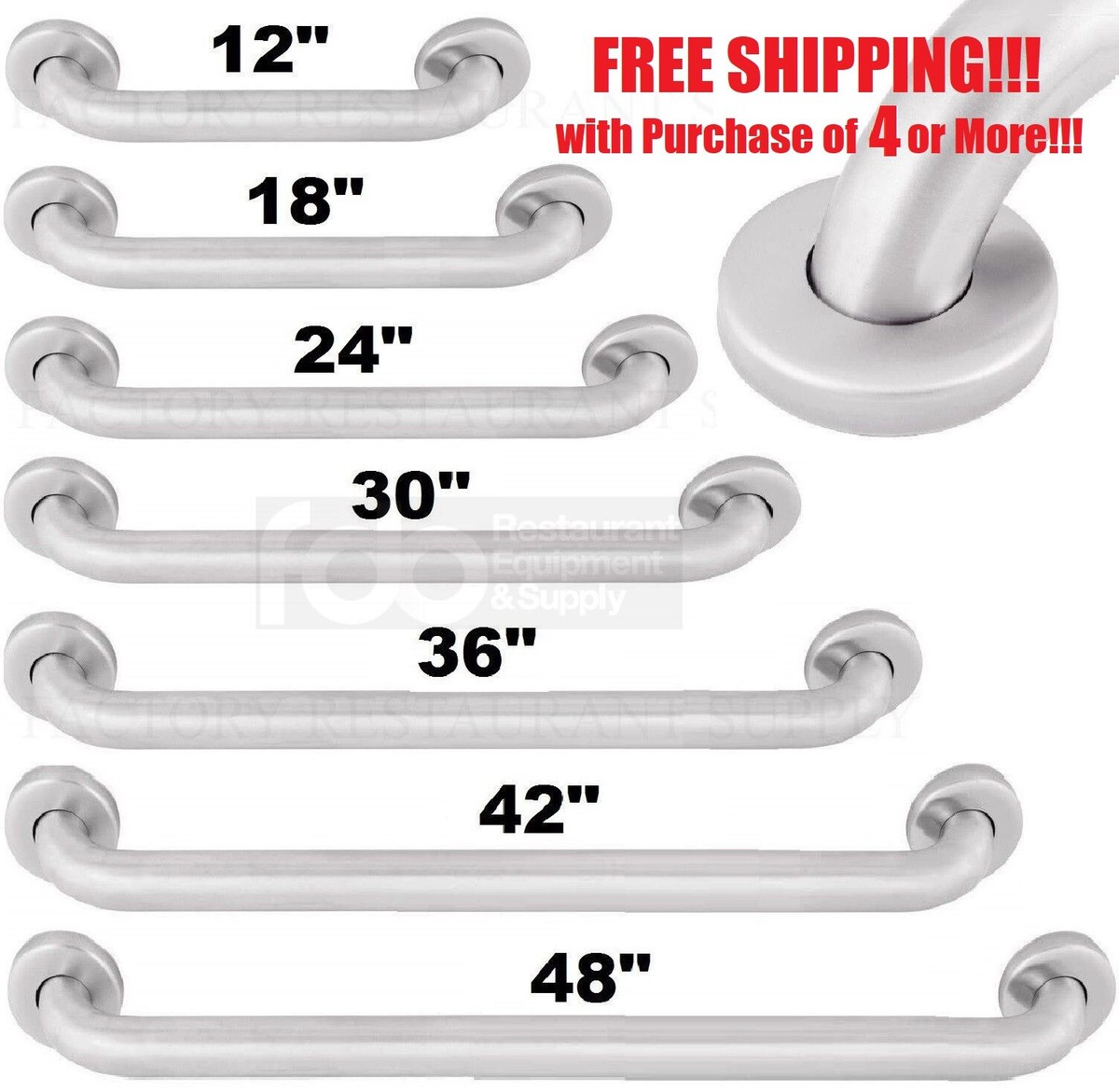 COMMERCIAL Grab Bar Stainless Steel Bath Bathroom Safety Handicap