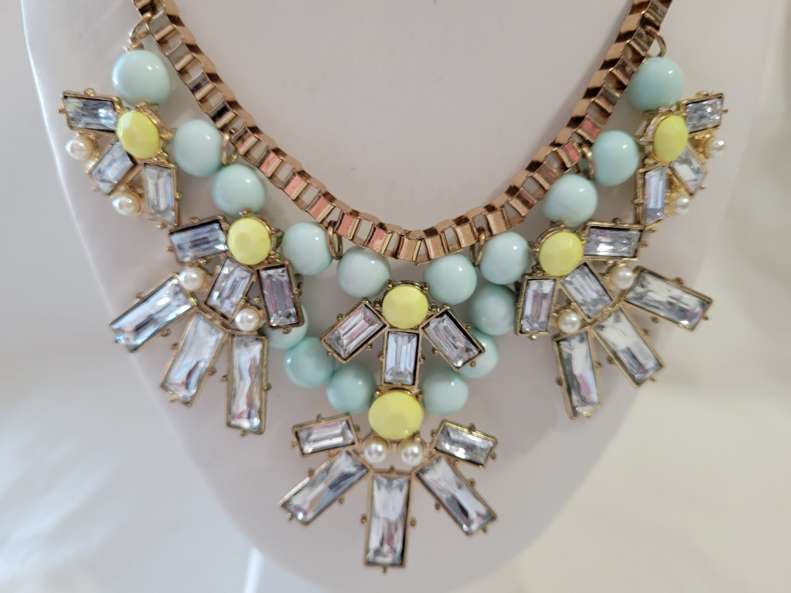 Statement Necklace Large Rectangle Rhinestones Pa… - image 2