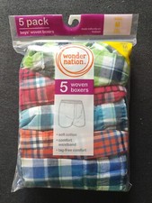 Boys Wonder Nation Multicolor Checkered Woven Boxers 5 pck Medium 8 