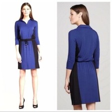 WHITE + WARREN Size S Twilight Color Block Henley Shirtdress Dress Elastic Waist