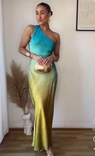 ZARA : Asymmetric Tie Dye Satin Dress 8247/490 SIZE S