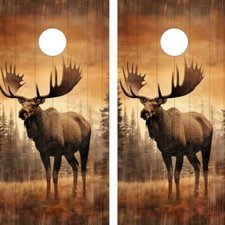 WATERPROOF  FADEPROOF Cornhole Board Wraps Wild Moose / 3M Laminated