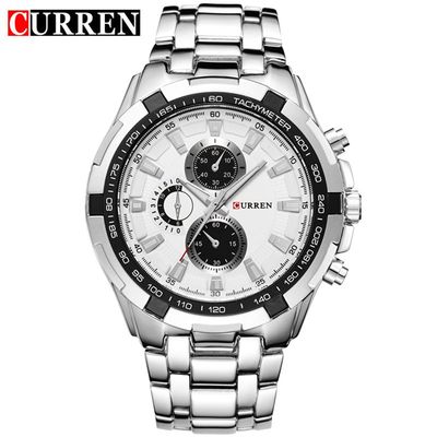 Orologio Polso Curren 8023 Uomo Analogico Quarzo Moderno Silver