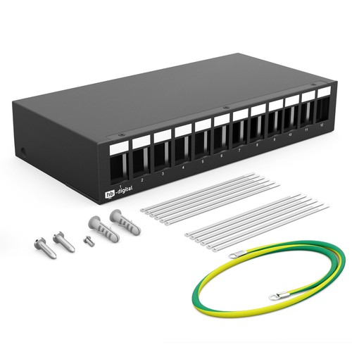 Patchpanel für Keystone Module 4 | 6 | 8 | 12 | 16-Port grau/schwarz Aufputz - Afbeelding 78 van 95