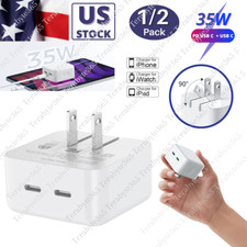 35W Dual USB-C PD Fast Charging Wall USB C Charger Power Adapter Type-C Brick US