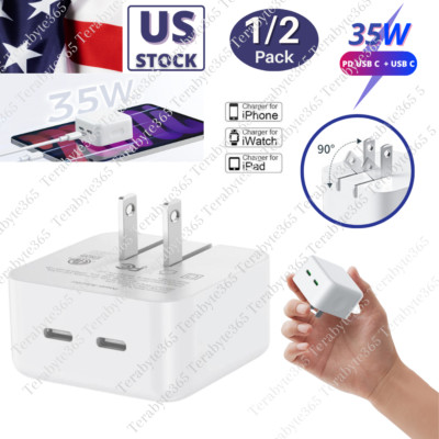 35W Dual USB-C PD Fast Charging Wall USB C Charger Power Adapter Type-C Brick US