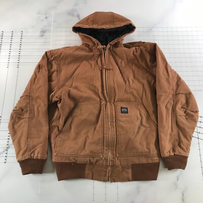 KEY Barn Jacket Coat Mens Small Brown Duck Canvas Hooded