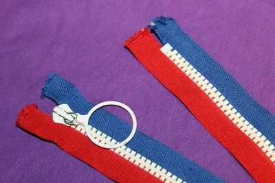 Red White Blue Vintage Retro Nylon Coil 20" Zipper - Image 1 of 4