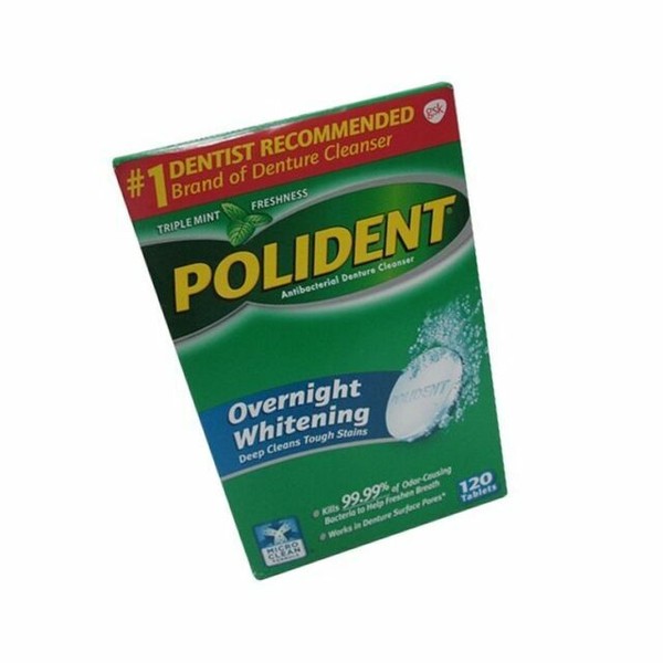 Polident Hds5525837 Overnight Whitening Denture Cleanser Tablets 120