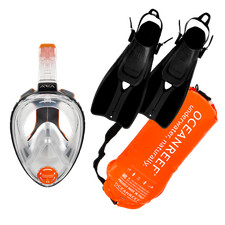 Ocean Reef Aria Classic Duo II Travel Ready Mask/Fins Set Diving, Snorkeling BK