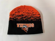 Vikings Embroidered Beanie Cap New w/Tags, Black with Deep Orange