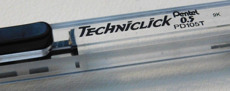 VTG PENTEL PD105T TECHNICLICK 0.5MM CLEAR FINGER ADVANCE MECHANICAL PENCIL / NOS