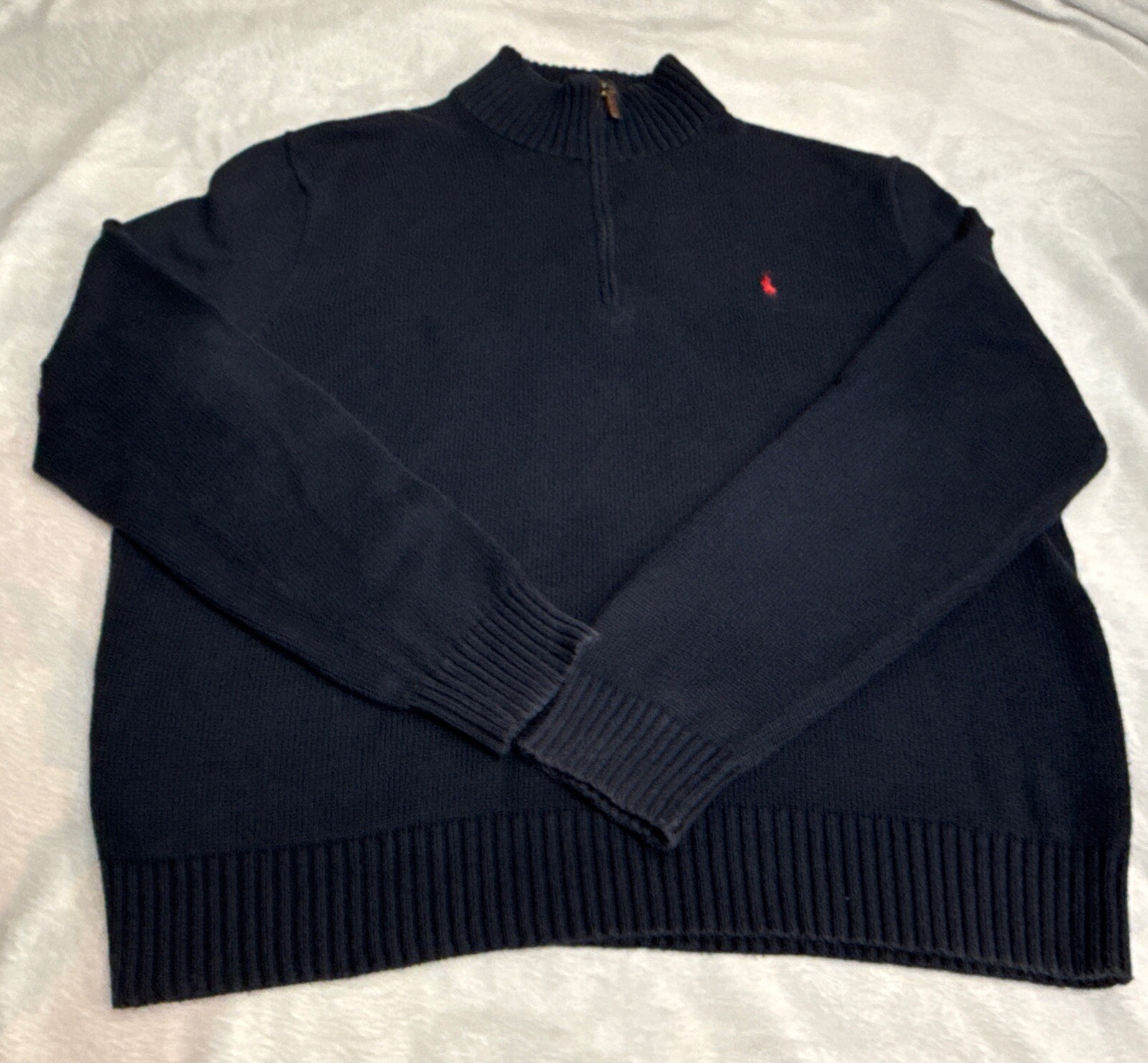 Polo Ralph Lauren maglione uomo XL blu 1 4 zip a costine finto collo felpa pony