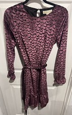 Michael Kors Womens Dress.  Velvet Flounce Size Medium. Black Cordovan NWT