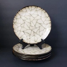 Gibson Elite Zambezi Dark Brown Cream 8.5" Round Salad Plates Set of 4