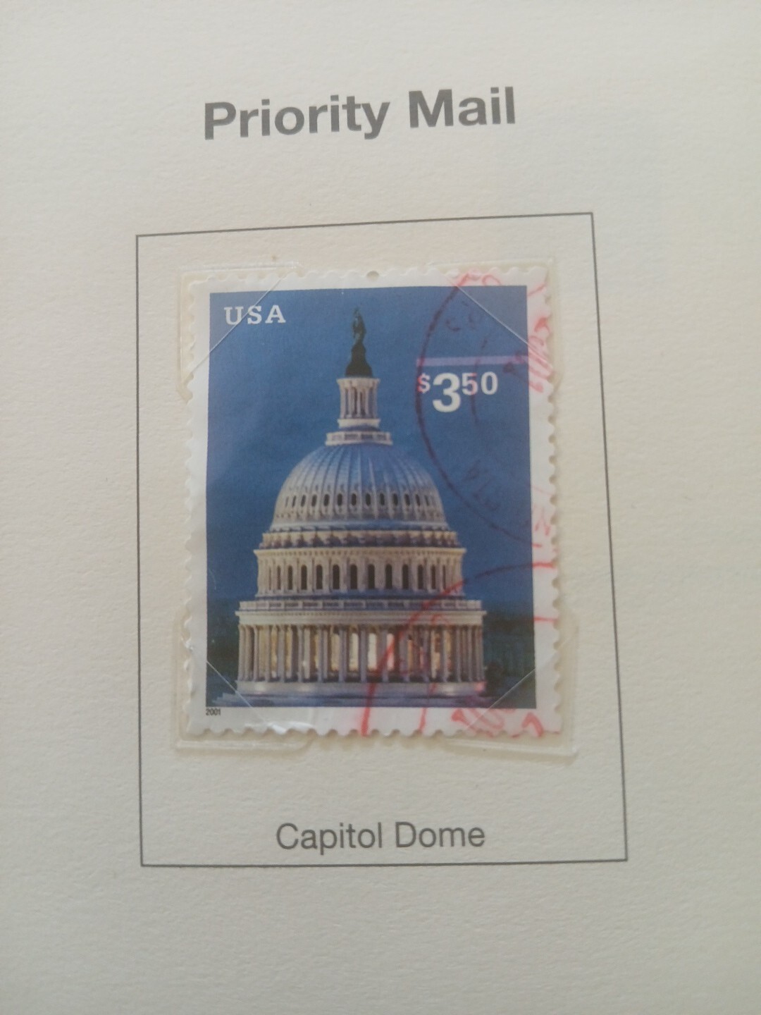 2001 Priority Mail Capitol Dome $3.50 Stamp