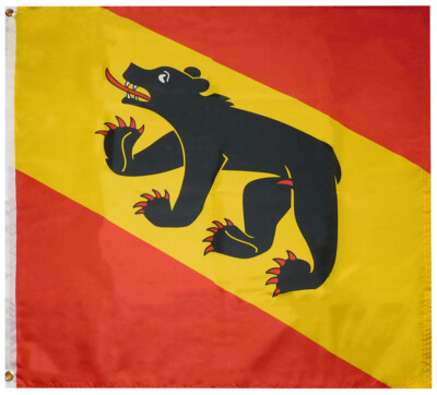 Bern Swiss Canton Black Bear Premium 100D Woven Poly Nylon 3x3 3'x3' Flag Banner