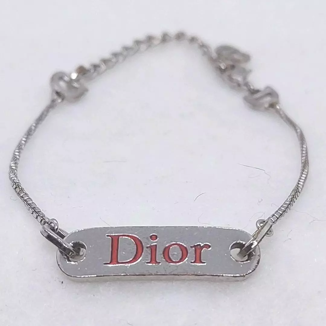 Christian Dior Logo Plaque Bijoux Femme Vintage Occasion Japon Bracelet Argent Accessoire