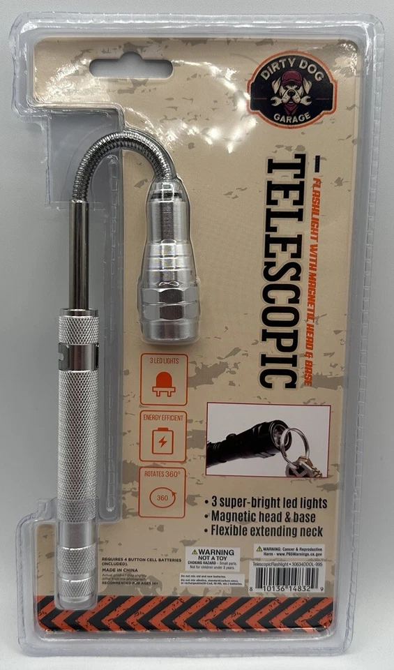 Telescopic Flashlight With Magnetic Head And Base Led Light Red Dog Silver - Image 4 of 4