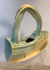 Mark Eaton California Studio Art Extruded Pottery Ikebana Vase w handle c1990