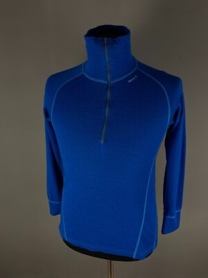 Devold Active Mens Sweters Merino Wool Long Sleeve 1/4 Zip Blue Size S