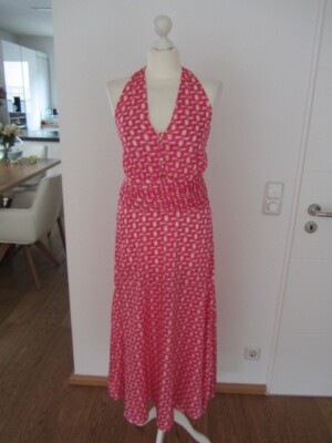 Traumhaftes Joyce & Girls Neckholder Kleid mit Seide pink weiß Gr. S neu