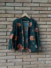 70s green floral blouse