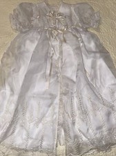 Beautiful Vintage Christening Gown Dress Robe Set - White - Embroidery-lace EUC