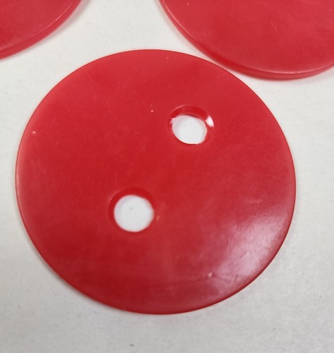 3 VINTAGE Big 2" Cherry Red Early PLASTIC 2 HOLE BUTTONS Retro MCM BOLD! - Picture 7 of 8