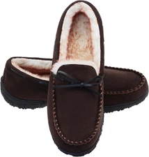 Men's Memory Foam Moccasin Slippers Warm Plush Indoor Outdoor House Shoes Gift