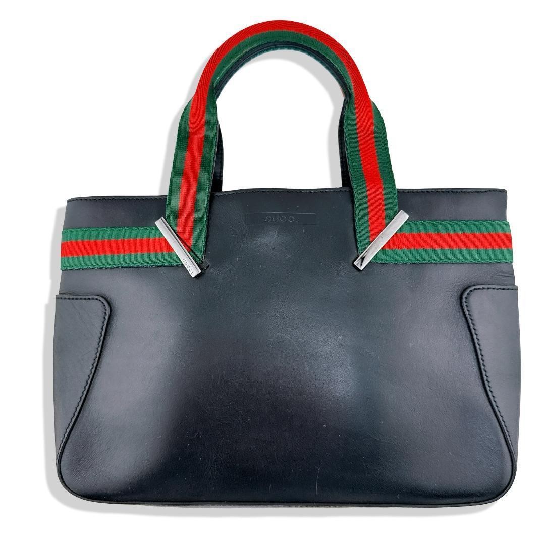 Gucci Mini Leather Handbag Black Sherry Line Authentic Women's Tote Bag thumbnail 16