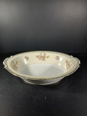 Noritake N928 - 1948 Nippon Toki Kaisha 4C Vegatable Bowl 10inPink & White Roses