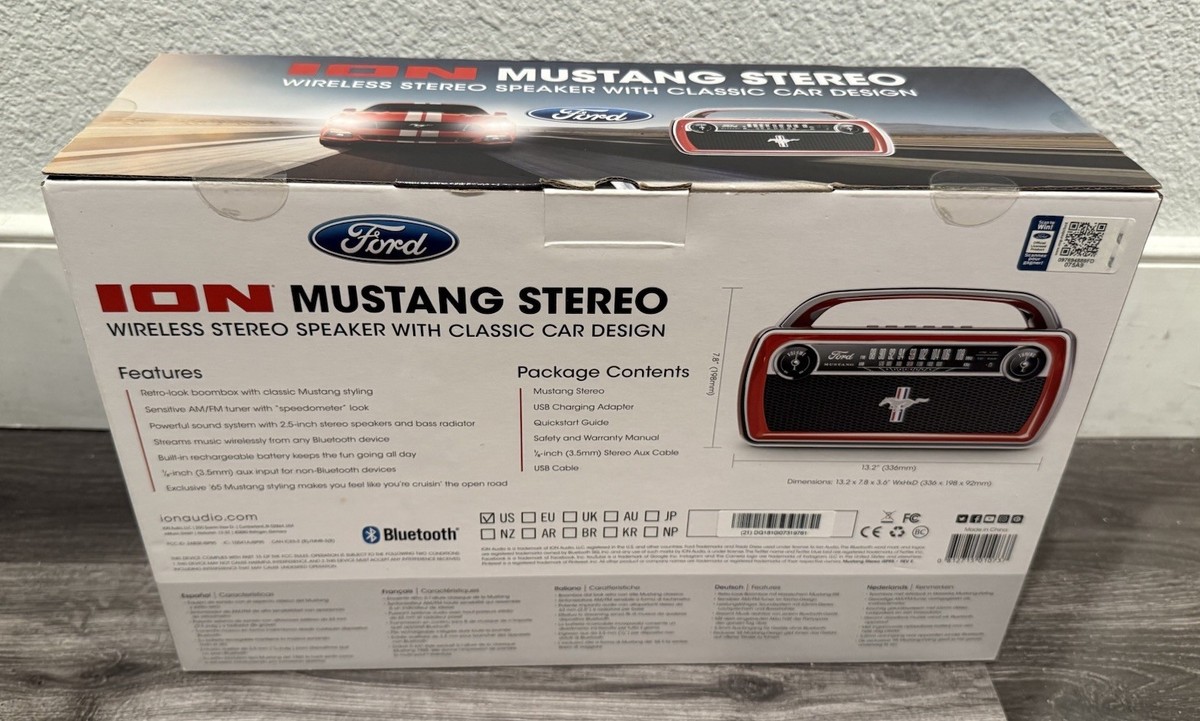 ION Mustang Stereo Wireless Rechargeable Bluetooth Speaker Radio