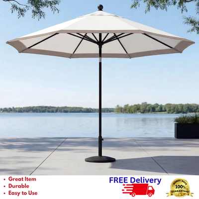10ft patio umbrella with base Olilawn 10ft Outdoor Patio Umbrella with Upgraded Yarn-dyed Fabric  OL-HT032(UPC：779657329511)