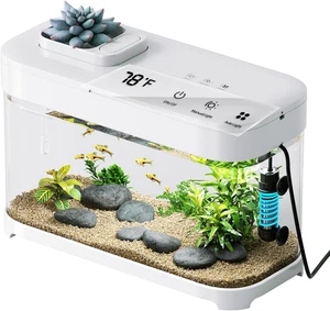 Smart Fish Tank Aquarium 3 Gallon with Heater, Temperature Monitor, 3 Stage Filt