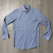 Boss Hugo Boss Sharp Fit Men's Blue Check Herringbone Dress Shirt 15/32-33