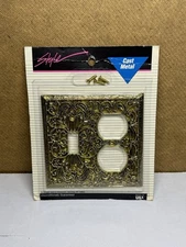 American Tack Hardware Outlet & Light Switch Plate Cover Gold Cast Metal Sealed