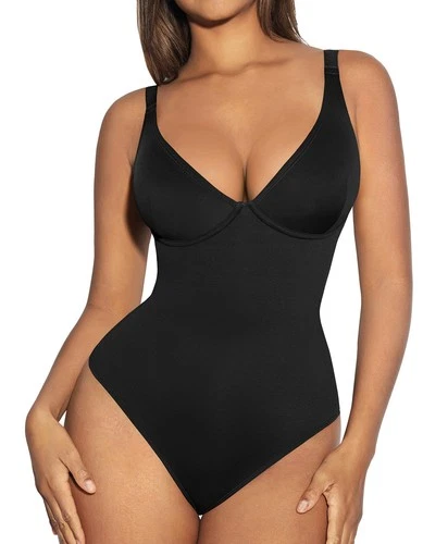 FeelinGirl Bodysuits for Women Tummy Control Body Shaper Body Suits Deep V Neck
